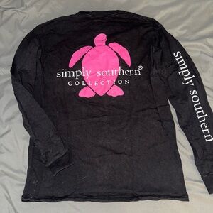 Simply Southern Black Long Sleeve Shirt with Pink Turtle